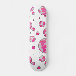 Polka Dot Cow Pink and White Skateboard