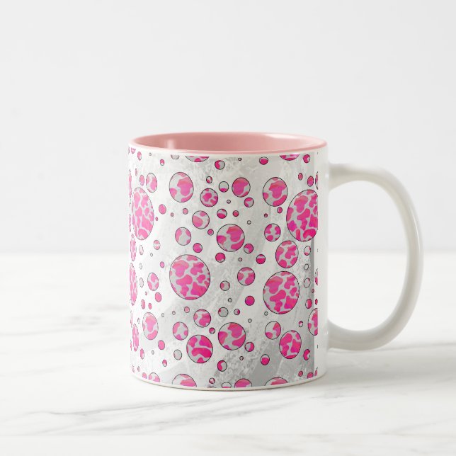 Polka Dot Cow Pink and White Two-Tone Coffee Mug (Right)