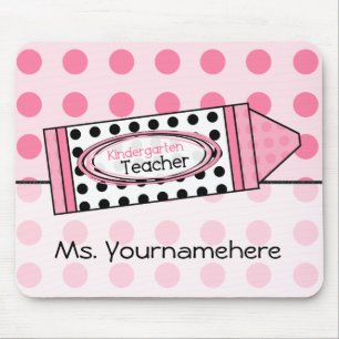 Polka Dot Crayon Kindergarten Teacher Mousepad