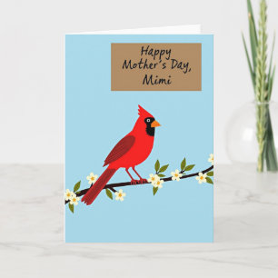 Polka Dot Crimson Bird Card