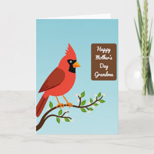Polka Dot Crimson Bird On Branch Card