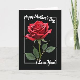 Polka Dot Crimson Rose Love Card