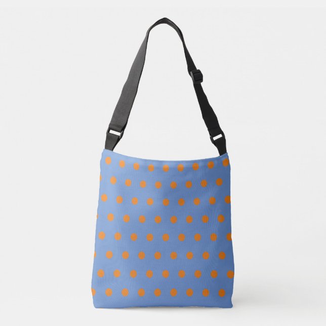 Polka Dot Crossbody Bag (Denim Blue & Orange) (Front)