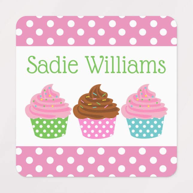 Polka Dot Cupcake Personalised Clothing Labels (Design 1)