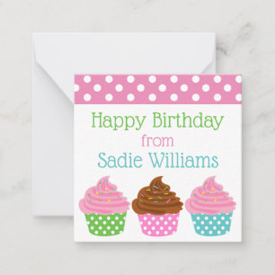 Polka Dot Cupcake Personalized Gift Enclosure Card