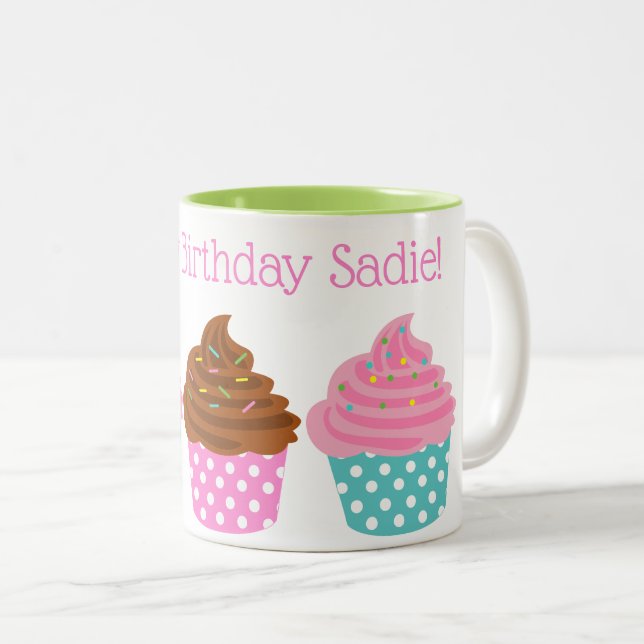Polka Dot Cupcakes Personalized Mug (Front Right)