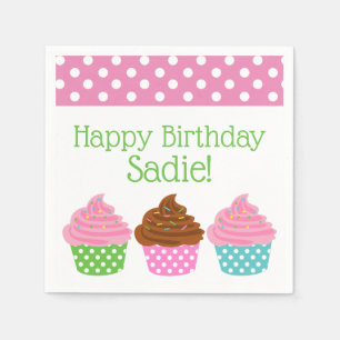 Polka Dot Cupcakes Personalized Party Napkins
