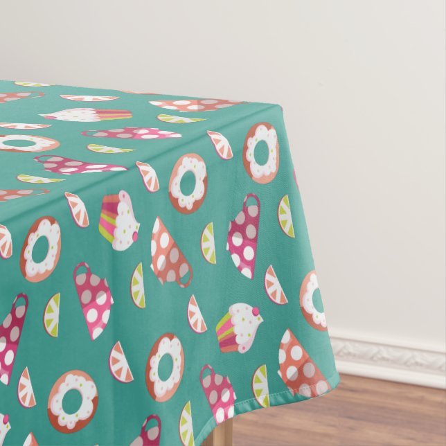 Polka Dot Cups Cakes Doughnuts Lemons Grapefruits  Tablecloth (In Situ)
