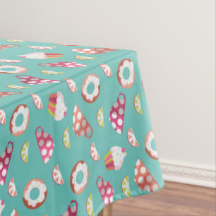 Polka Dot Cups Cakes Doughnuts Lemons Grapefruits Tablecloth