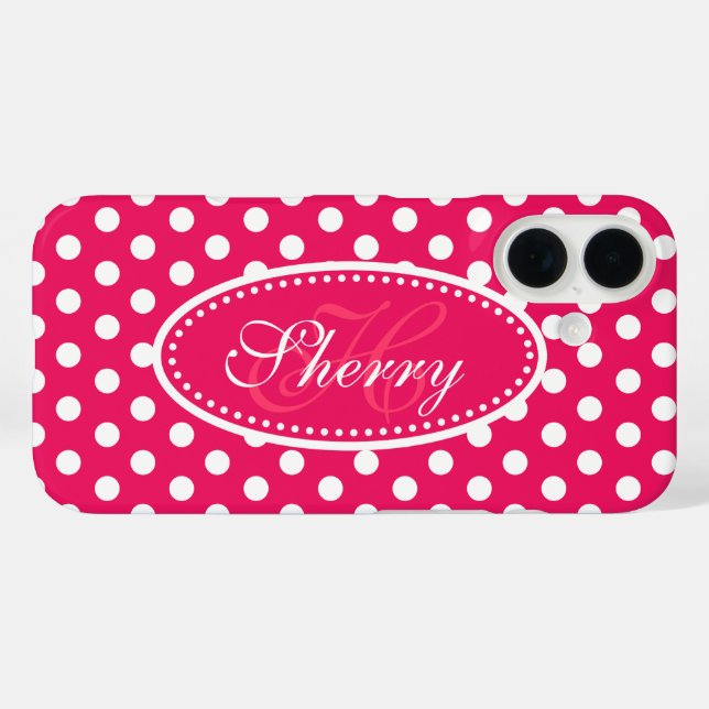Polka dot custom red pink white  Case-Mate iPhone case (Back (Horizontal))