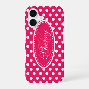 Polka dot custom red pink white iPhone 16 case