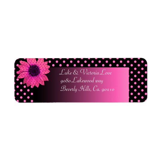 Polka Dot Daisy Pink Wedding Return Address Label