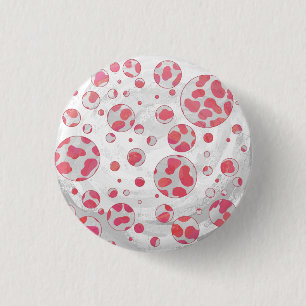 Polka Dot Dalmatian Pink and White 3 Cm Round Badge