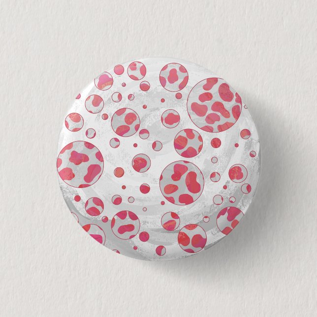 Polka Dot Dalmatian Pink and White 3 Cm Round Badge (Front)