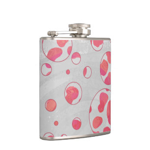 Polka Dot Dalmatian Pink and White Hip Flask