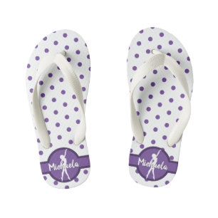 Polka Dot Dance Ballerina Purple Gymnastics Name Kid's Thongs