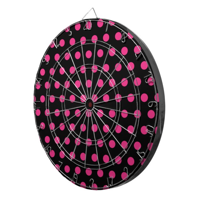 Polka Dot Dartboard (Black & Neon Pink) (Front Right)