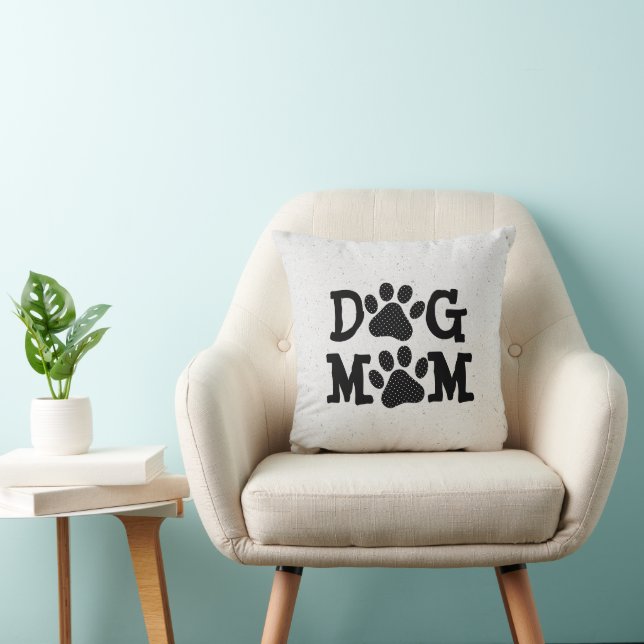Polka Dot DOG MOM Pawprints Cushion (Chair)