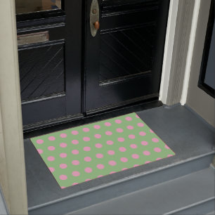 Polka Dot Door Mat (Sage Green & Pastel Pink)
