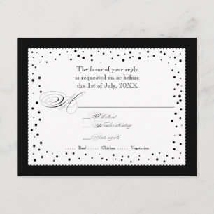 Polka Dot Dots Scallop Lace Swirl Flourish Wedding RSVP Card