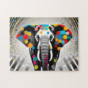 Polka Dot Elephant Modern Fun Jigsaw Puzzle