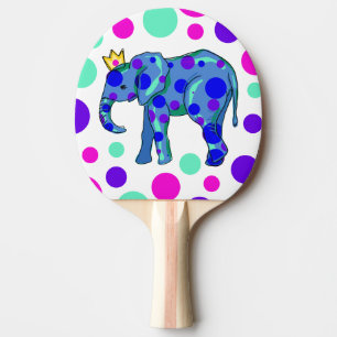 Polka Dot Elephant Ping Pong Paddle