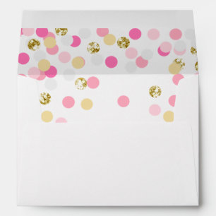 Polka dot Envelope Pink Gold Confetti Girl Shower