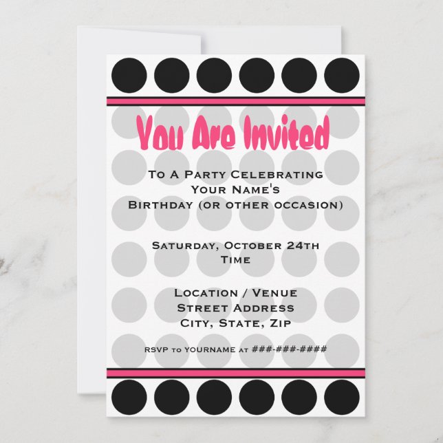 Polka Dot Fashion Invitation (Front)