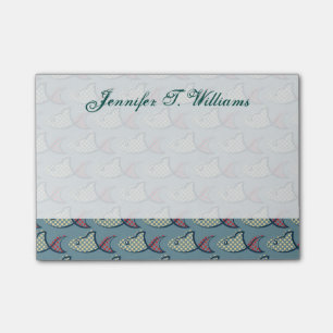 Polka Dot Fish Pattern Add Your Name Post-it Notes