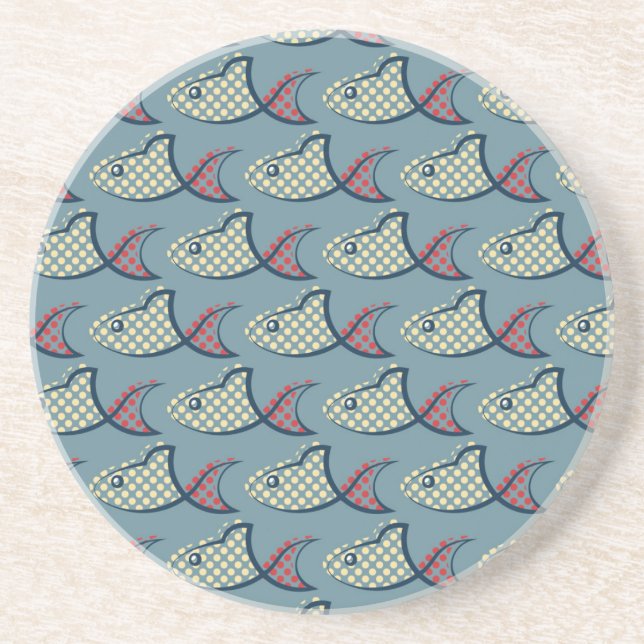 Polka Dot Fish Pattern Coaster (Front)