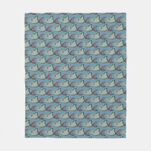 Polka Dot Fish Pattern Fleece Blanket