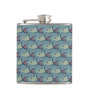 Polka Dot Fish Pattern Hip Flask