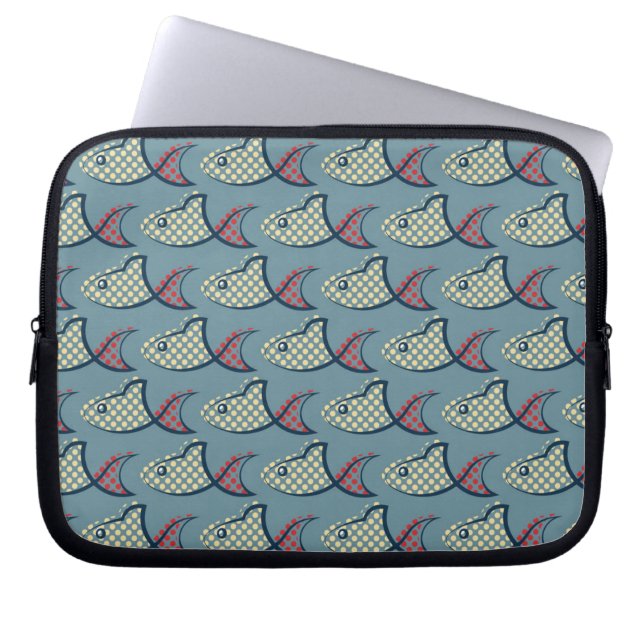 Polka Dot Fish Pattern Laptop Sleeve (Front)