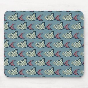 Polka Dot Fish Pattern Mouse Pad