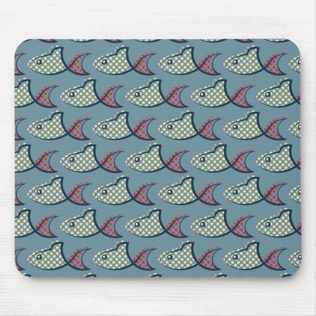 Polka Dot Fish Pattern Mouse Pad (Front)