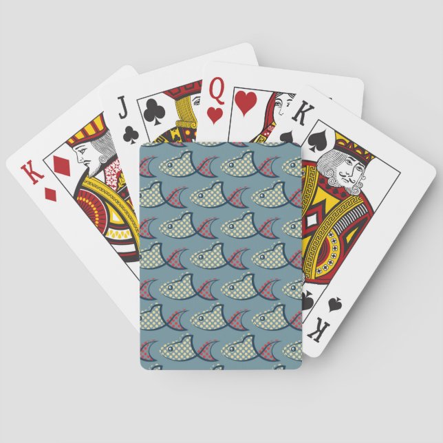 Polka Dot Fish Pattern Playing Cards (Back)