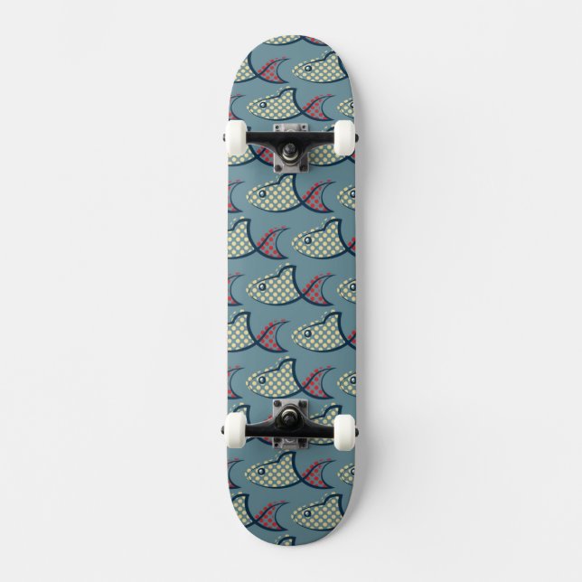 Polka Dot Fish Pattern Skateboard (Front)