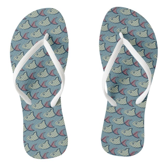 Polka Dot Fish Pattern Thongs (Footbed)