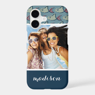 Polka Dot Fish Pattern Your Photo & Name