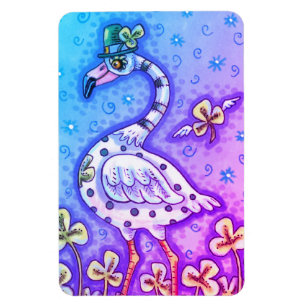 POLKA DOT FLAMINGO, COLORFUL ST. PATRICK'S DAY MAGNET