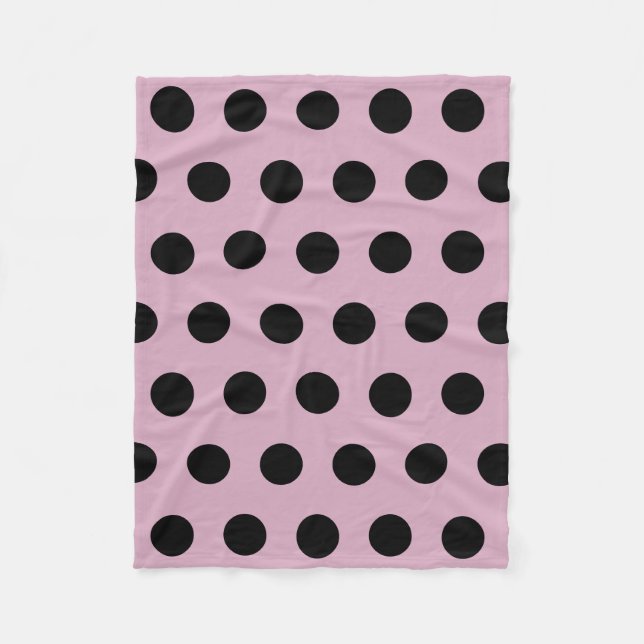Polka Dot Fleece Blanket (Pink & Black) (Front)