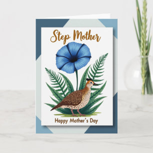 Polka Dot Floral Bird Family Card