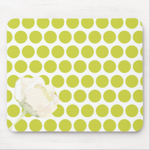 Polka Dot Floral Mousepad with Watercolor Flower