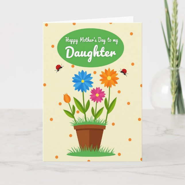 Polka Dot Floral Pot Card (Front)