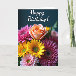 Polka Dot Floral Teal Rose Card