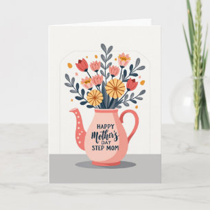 Polka Dot Floral Teapot Greeting Card