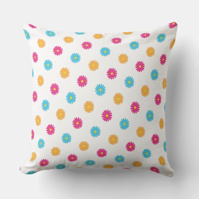 Polka Dot Flowers Throw Pillow (Front)