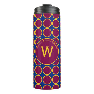 POLKA DOT Geometric Customised Monogram Maroon Thermal Tumbler
