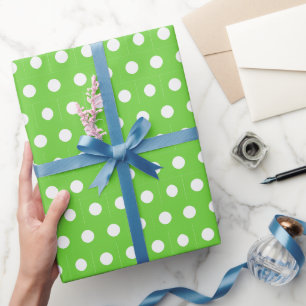 Polka Dot Gift Wrap White and Green