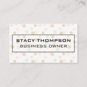Polka Dot Glitter   Black Border Business Card